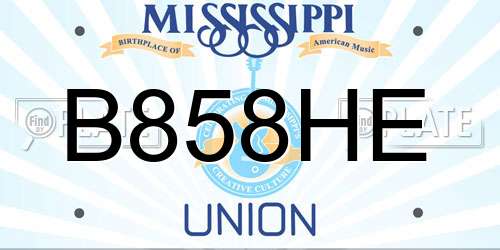 B858HE Mississippi License Plate