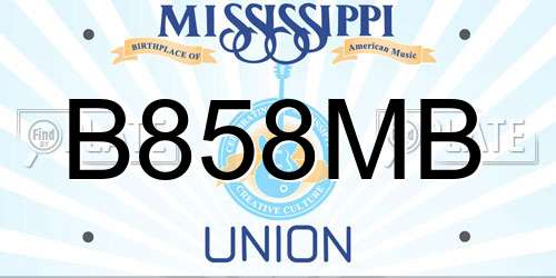 B858MB Mississippi License Plate