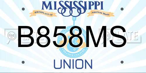 B858MS Mississippi License Plate