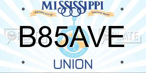 B85AVE Mississippi License Plate