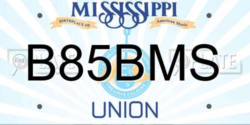 B85BMS Mississippi License Plate