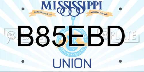B85EBD Mississippi License Plate