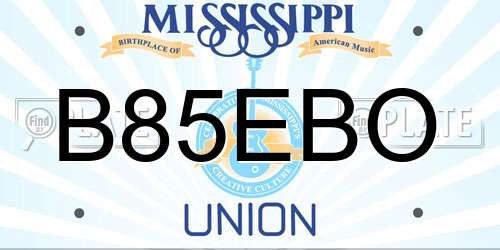 B85EBO Mississippi License Plate