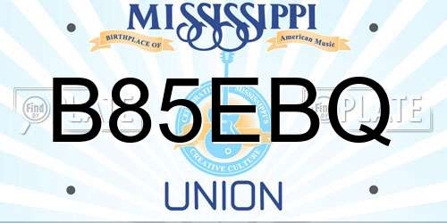 B85EBQ Mississippi License Plate