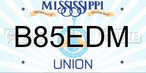 B85EDM Mississippi License Plate