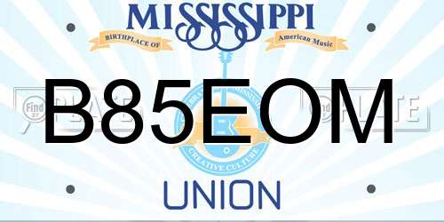 B85EOM Mississippi License Plate
