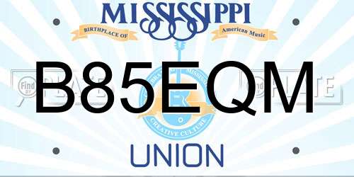 B85EQM Mississippi License Plate