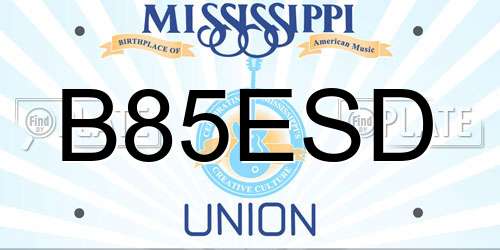 B85ESD Mississippi License Plate