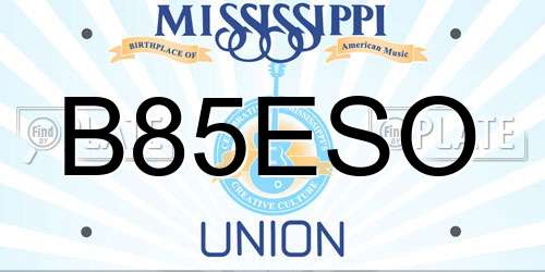 B85ESO Mississippi License Plate