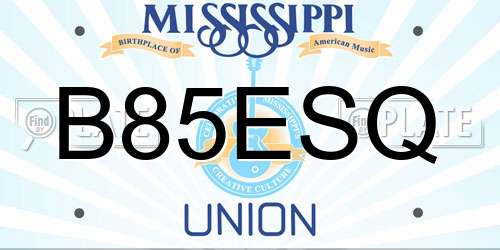 B85ESQ Mississippi License Plate