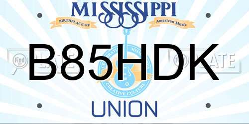 B85HDK Mississippi License Plate