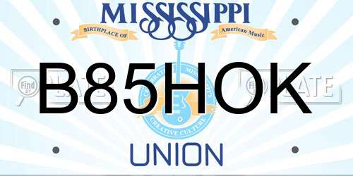 B85HOK Mississippi License Plate