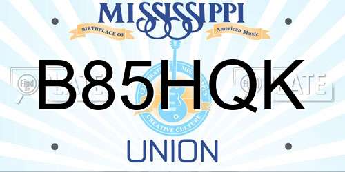B85HQK Mississippi License Plate