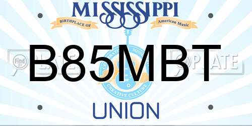 B85MBT Mississippi License Plate