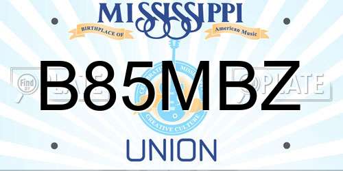 B85MBZ Mississippi License Plate