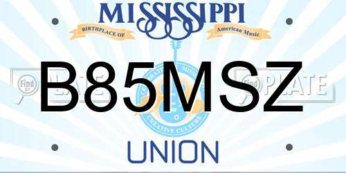 B85MSZ Mississippi License Plate