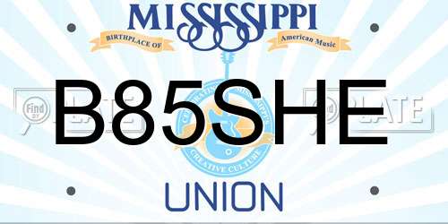B85SHE Mississippi License Plate