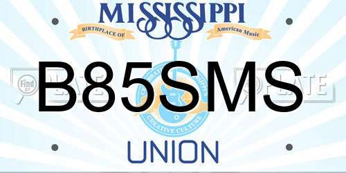B85SMS Mississippi License Plate