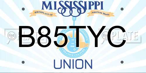 B85TYC Mississippi License Plate