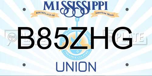 B85ZHG Mississippi License Plate