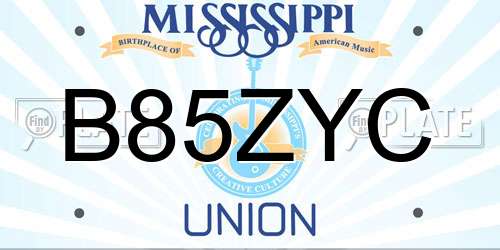 B85ZYC Mississippi License Plate