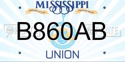 B860AB Mississippi License Plate