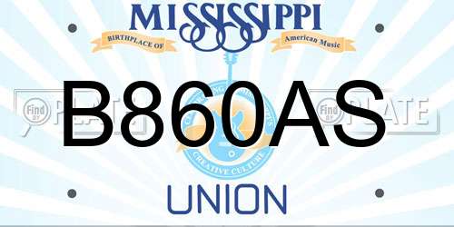 B860AS Mississippi License Plate