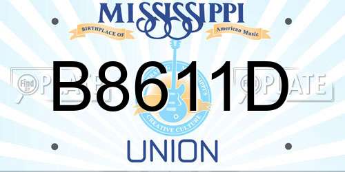 B8611D Mississippi License Plate