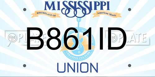 B861ID Mississippi License Plate