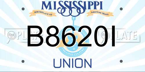 B8620I Mississippi License Plate