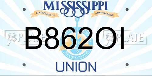B862OI Mississippi License Plate