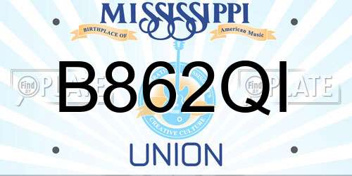 B862QI Mississippi License Plate