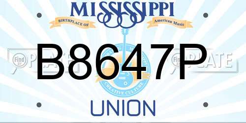 B8647P Mississippi License Plate