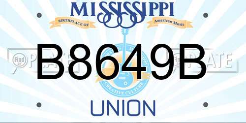 B8649B Mississippi License Plate