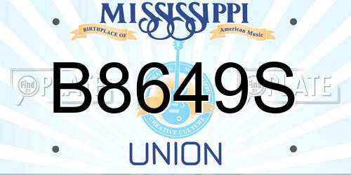 B8649S Mississippi License Plate