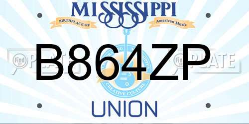 B864ZP Mississippi License Plate