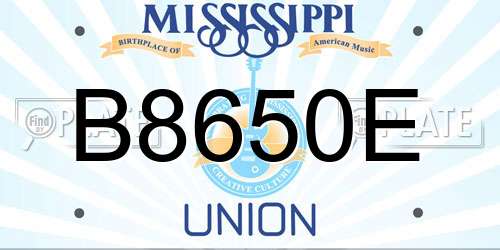 B8650E Mississippi License Plate