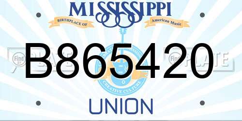 B865420 Mississippi License Plate