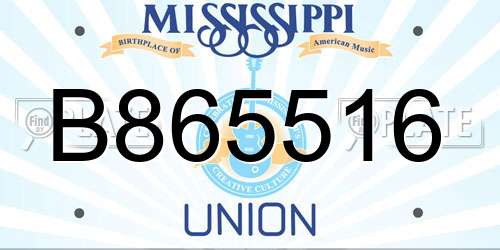 B865516 Mississippi License Plate