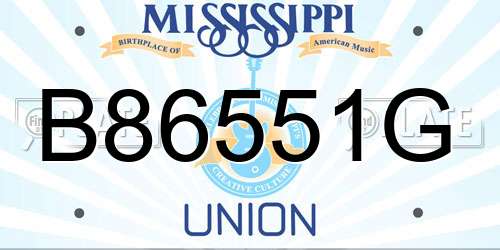 B86551G Mississippi License Plate