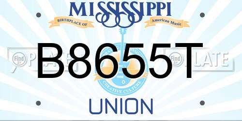 B8655T Mississippi License Plate