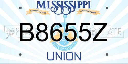 B8655Z Mississippi License Plate