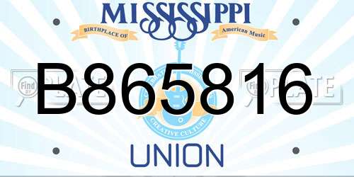 B865816 Mississippi License Plate