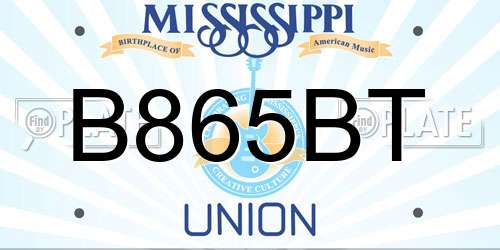 B865BT Mississippi License Plate