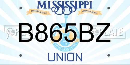 B865BZ Mississippi License Plate