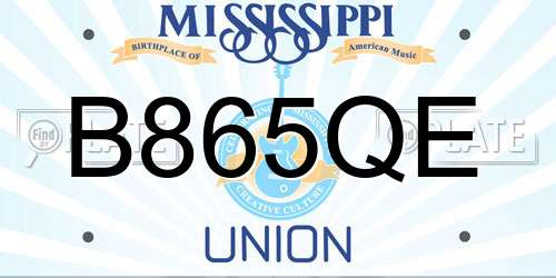 B865QE Mississippi License Plate