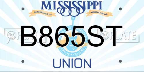 B865ST Mississippi License Plate