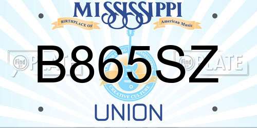B865SZ Mississippi License Plate