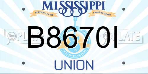 B8670I Mississippi License Plate