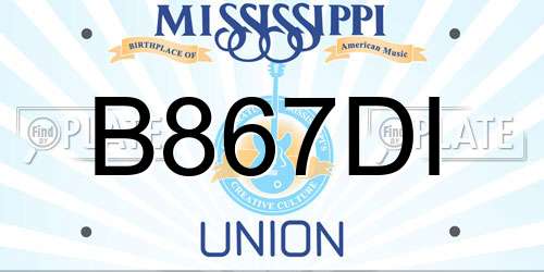 B867DI Mississippi License Plate